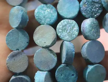 

1 strand Green Druzy Beads, Green Druzy Quartz Beads,Green Round Drilled Druzy Beads,Cabochon Beads