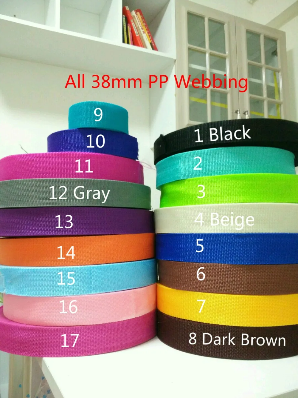 

New High Quantity 1.5" 38mm Width*10 Yards/Roll Polyester PP Webbing Ribbon Band For Garments Bags Handmade Sewing Accessories