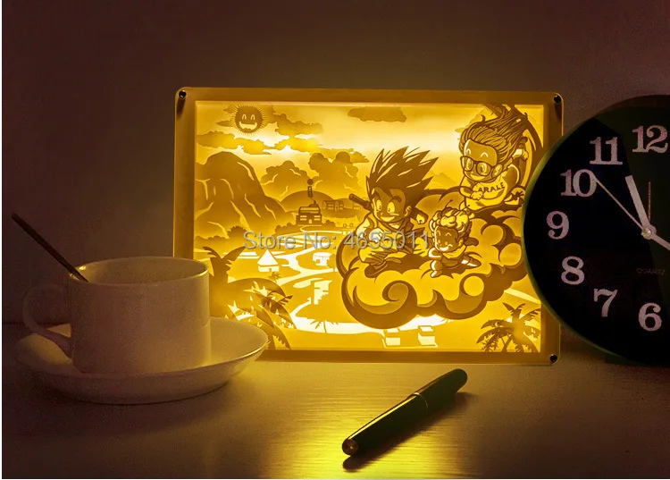 S. orange креативный 3D Аниме DIY DRAGON BALL Young Goku& Alrale Настольный светильник светодиодный ночник резьба бумажный светильник ing подарки