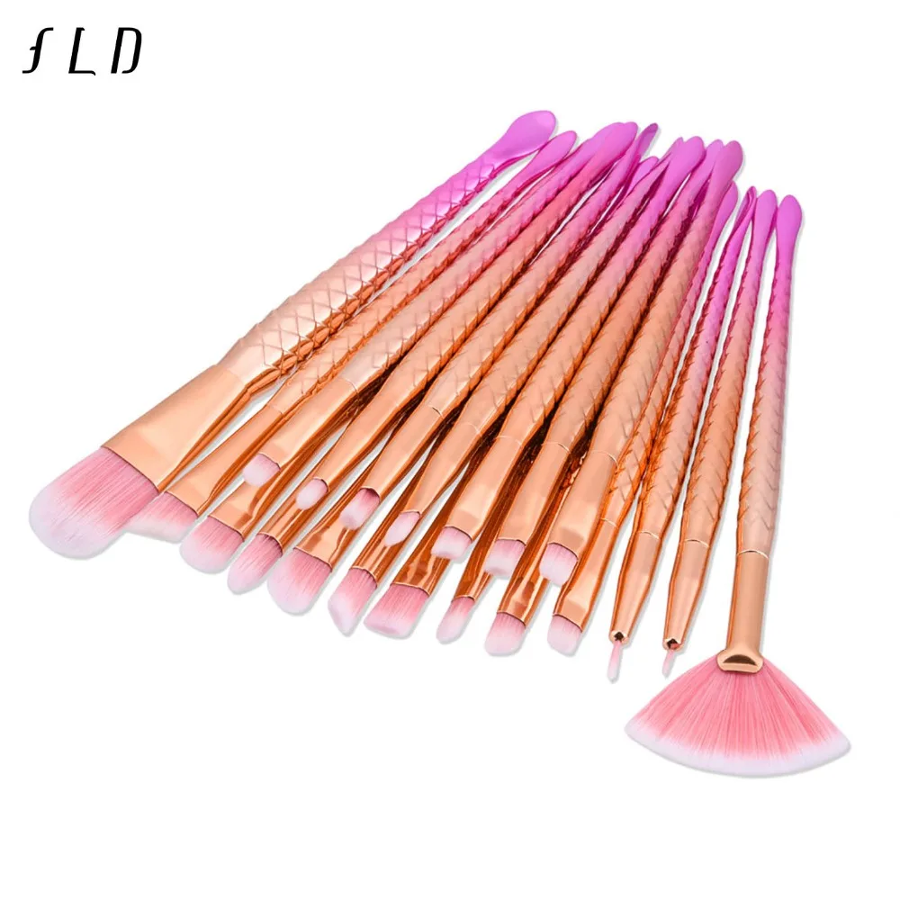 

FLD 20 Pieces Diamond Fish Makeup Brush Set Foundation Blending Power Eyeshadow Contour Concealer Blush Cosmetic Beauty Make Up