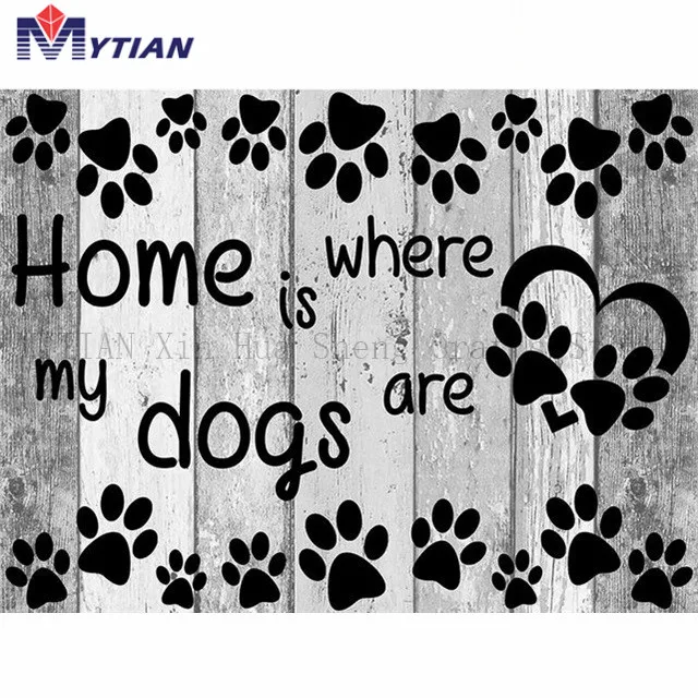 18101583 5D DIY Full Drill Square Round Diamond Painting Home is Where my Dogs are Crystal Diamond Embroidery Mosaic Picture Needlework