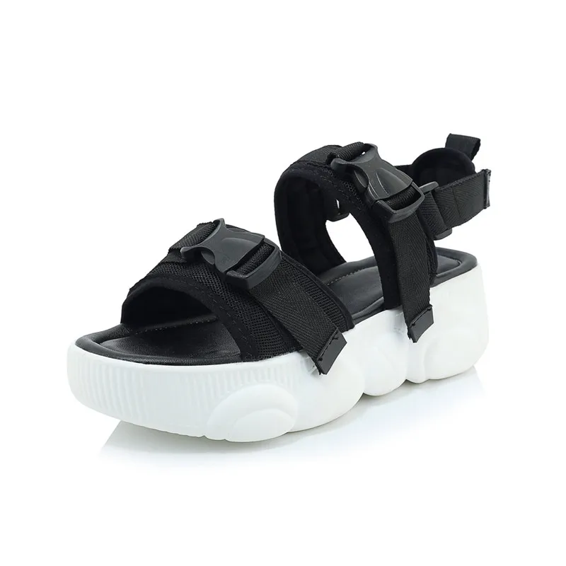 MoonMeek/Новые летние сандалии размера плюс 34-46; однотонная женская обувь; повседневная обувь на плоской платформе; удобная женская обувь для отдыха;