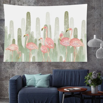 

Nordic style tropical cactus wall hanging fresh style Flamingo wall hanging Tapestry Hanging Home Decorations plant Tapestries