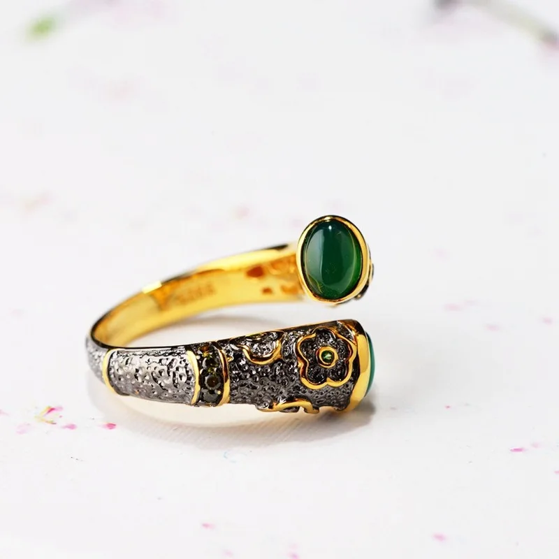 

2019 Carnelian Party Hot Sale Anel Feminino The Golden Deer S925 Inlaid Chrysoprase Ring Thai Process For Women Great Wholesale