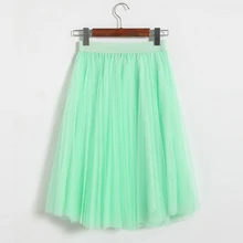 6 цветов тюлевые женские юбки летние резинка на талии Женский, сетчатый юбка Для женщин принцессы балетная фатиновая юбка-пачка плиссированная юбка