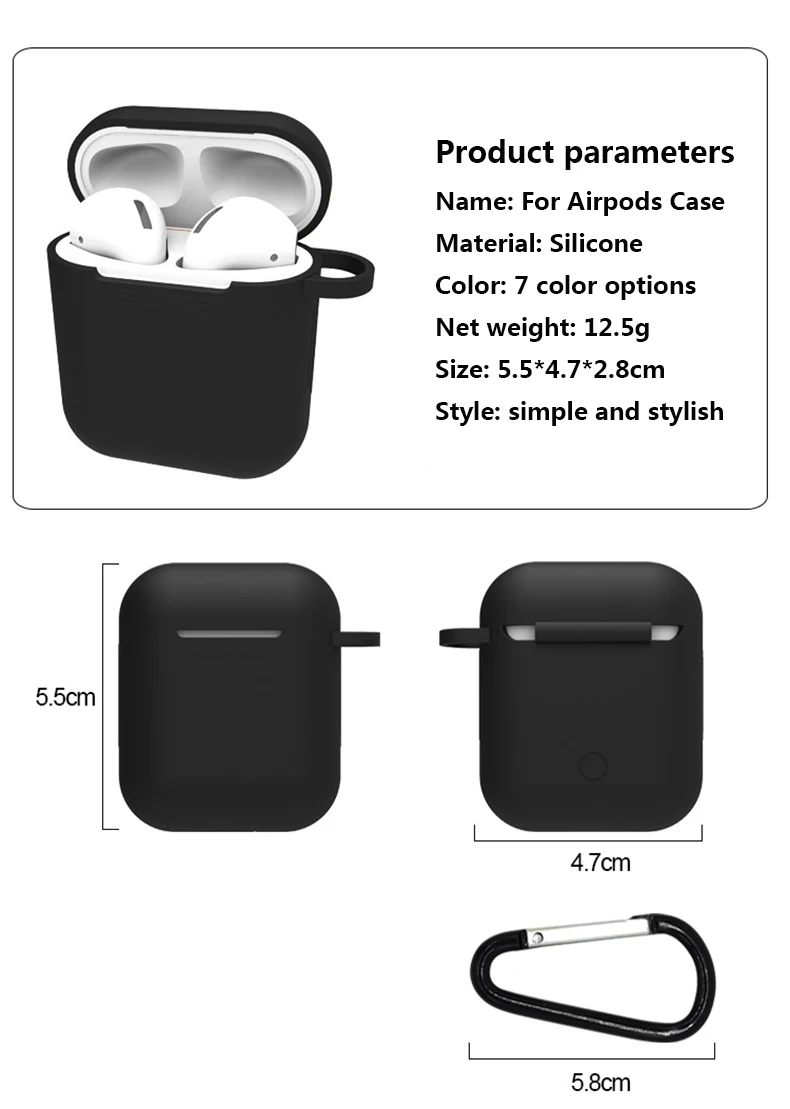 Soft Silicone Case For Apple Airpods charging Box Case Shockproof Earphone Protective Coverfor Airpods Accessories with Hooks4