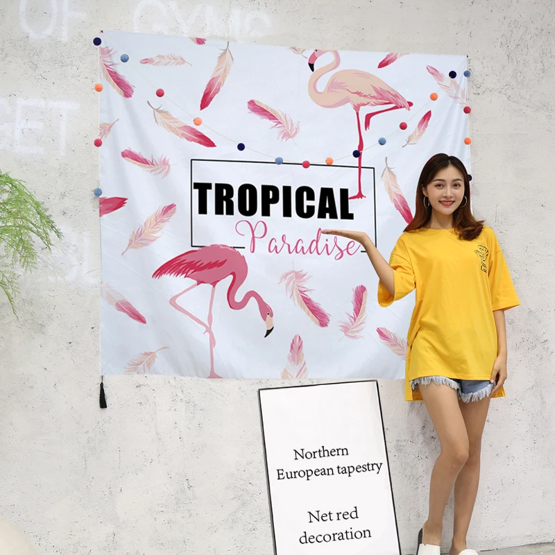 

Arts Hanging Flamingo Pattern Printing Home Decor Decorative Wall Tapestry Scenery Yoga Beach Towel 01