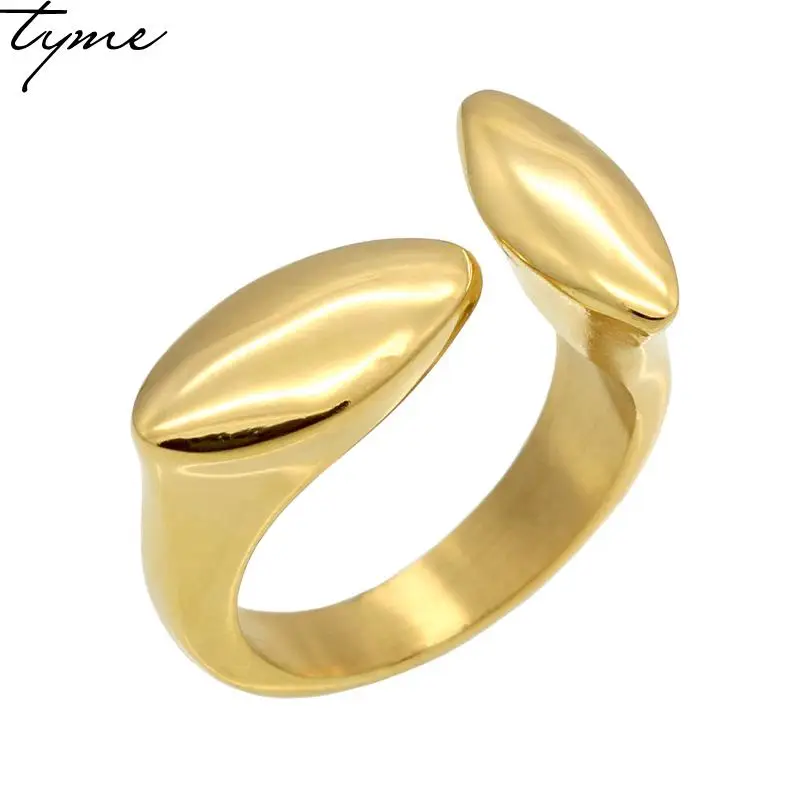 

2017 New fashion Titanium steel Explosion Exquisite T rings Opening Geometric Ring men Simple Personality Gold-color Ring