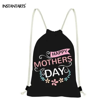

INSTANTARTS Mothers Day Love Mom Prints Casual Backpack 3D Brand Design Drawstrings Bags Women Storage Shoulder Bag Strap Light