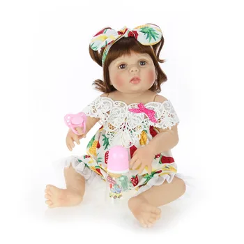 

22" reborn Baby Doll Princess Girl Dolls Soft full body Silicone bebe Girls Lifelike real new born dolls bathe toys gift