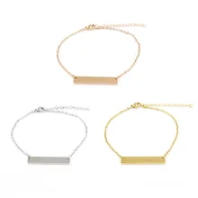 Брусковая заготовка из нержавеющей стали браслет для гравировки серебро/золото/розовое золото пустые прямоугольные браслеты полированные оптом 10 шт