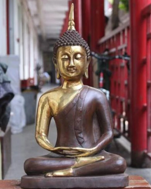 

16.5"Tibet Carved Bronze Thailand Buddhism Ayutthaya Sakyamuni Buddha statue