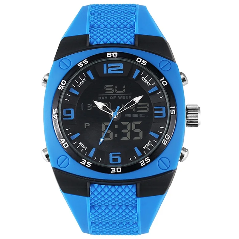 SMAEL Мужские Аналоговые кварцевые цифровые часы с автоматической датой, модные часы для мужчин, водонепроницаемый светодиодный, спортивные военные часы, ударные часы для мужчин - Цвет: Blue