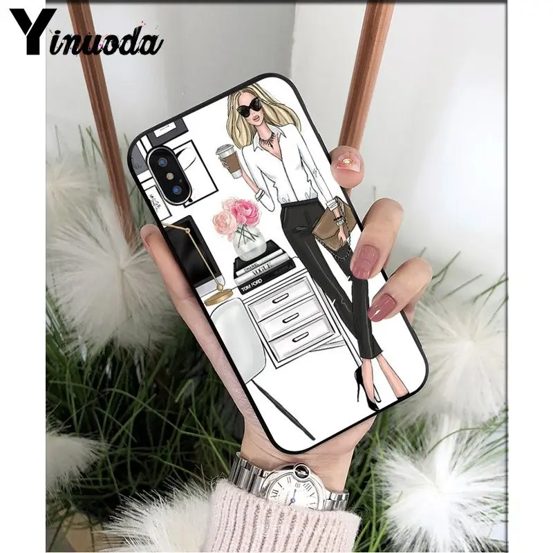 Yinuoda VOGUE, Рождественская Принцесса, девочка, босс, кофе, чехол для телефона Apple iPhone 8, 7, 6, 6S Plus, X, XS, MAX, 5, 5S, SE, XR, чехол