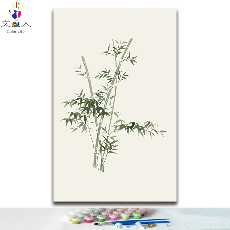 DIY картинки для раскраски по номерам с цветами Слива Орхидея, Орхидея, хризантема картина для рисования Декор четыре штуки - Цвет: 8865 bamboo