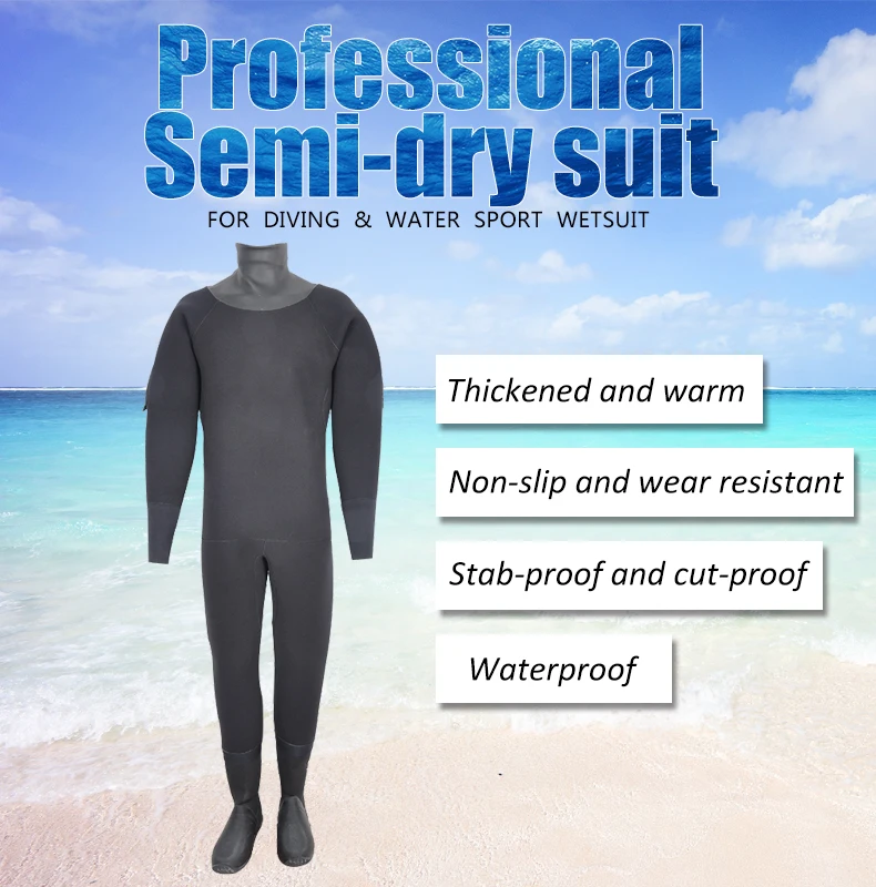 US $273.80 Yonsub CustomMade 8mm Warm Waterproof Scuba Diving Drysuit Hight Density Neoprene Dry Suit With Boots Kayak Sailing Back Zipper