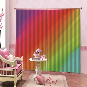 

2Pcs/Set Colorful Window Curtains For Living Room Bedroom Kitchen 3D Blinds Finished Drapes Blackout Curtains Accessoires