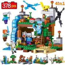 4 IN 1 My World Figures Building Blocks Compatible legoINGLY Minecrafted City Garden DIY Bricks Set