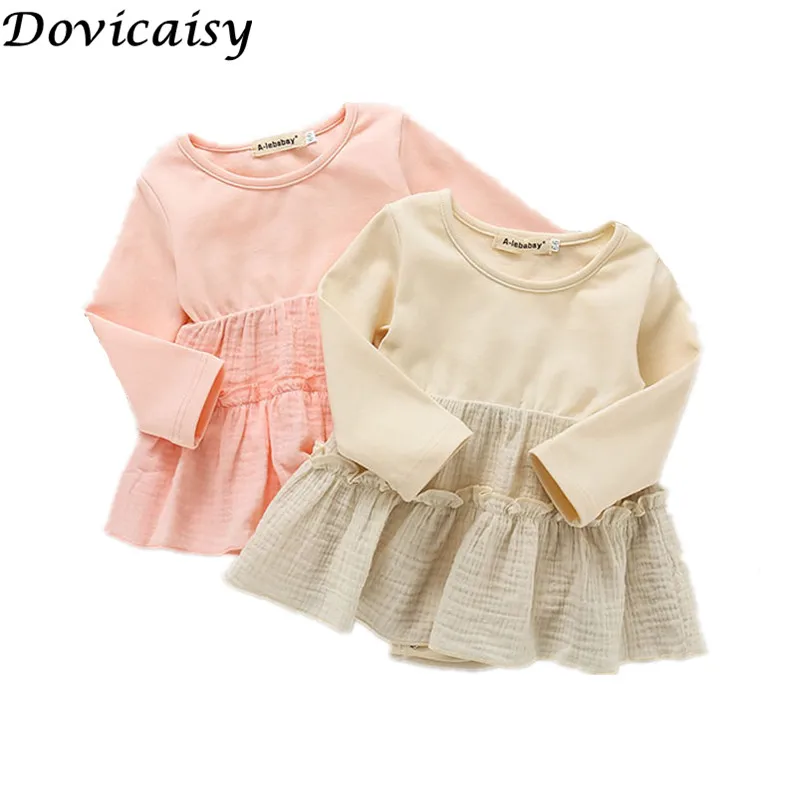 

Spring Baby Bodysuits dress Clothes Double Cotton Clothes Climbing Clothes matched Lace Head Circumference Jumpsuit