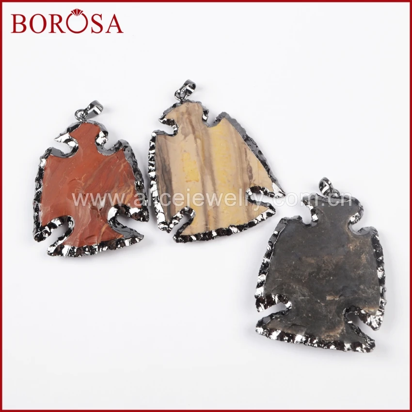 BOROSA модный 1 шт пистолет черного цвета грубые натуральные драгоценные камни