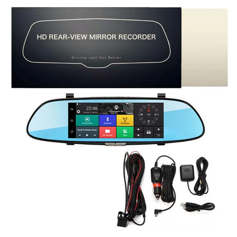 QUIDUX Автомобильный видеорегистратор зеркало заднего вида " 3g Full HD 1080 P gps навигация wifi двойной объектив видео рекордер камера видеорегистратор монитор парковки