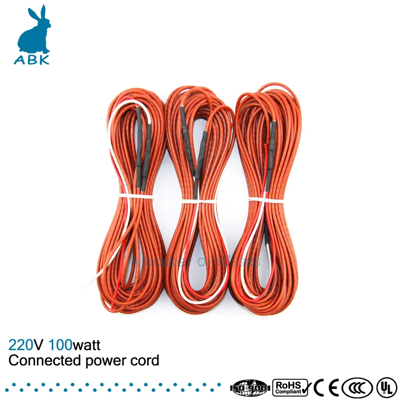 

12K 15meters 100W 33ohm carbon fiber heating wire Heating cable Connected power cord Low cost silicone rubber heating wire