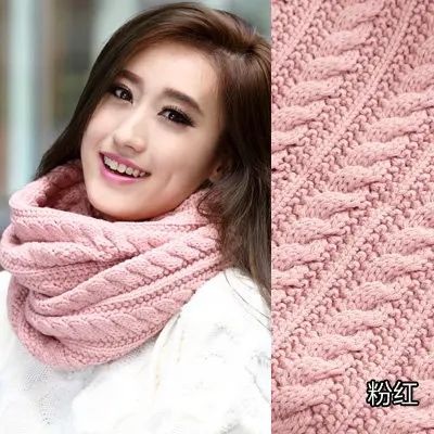 Высококачественные модные элегантные черные вязаные шарфы для женщин, толстый теплый зимний шарф, роскошный брендовый вязаный женский шарф-хомут - Цвет: Розовый