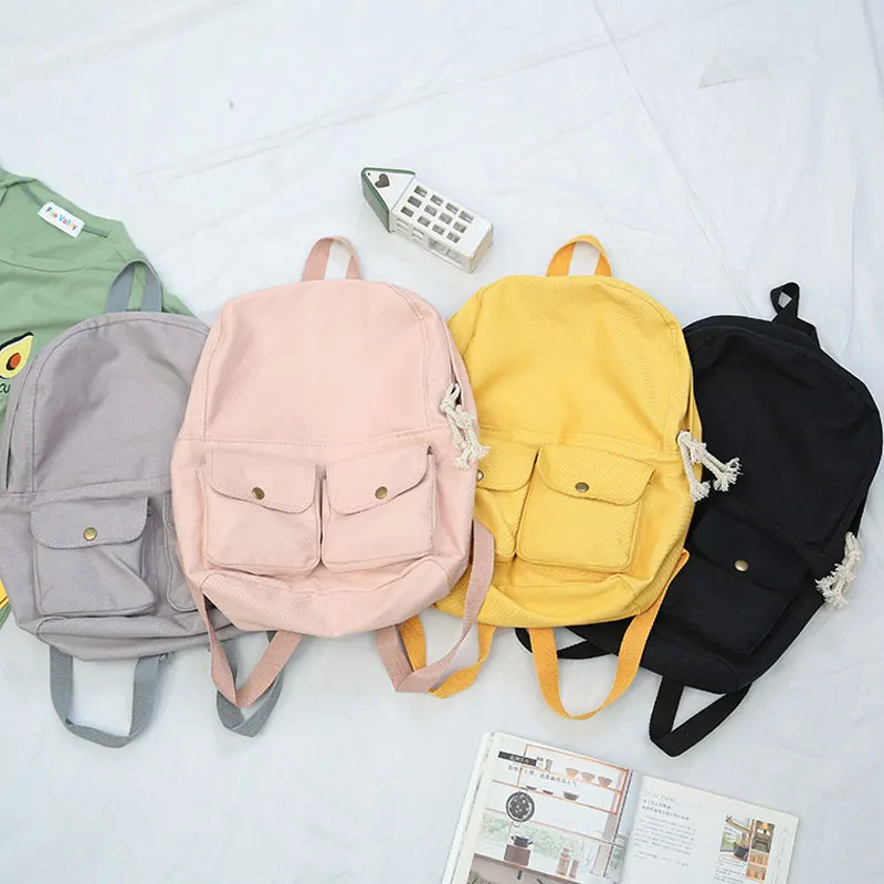 Mochila de lona lavada con bolsillos dobles informal de madera de Luna, Mochila escolar sólida para niñas, Mochila para estudiantes, Mochila de viaje, Mochila Mochila de lona lavada con bolsillos dobles informal de madera de Luna, Mochila escolar sólida para niñas, Mochila para estudiantes, Mochila de viaje, Mochila