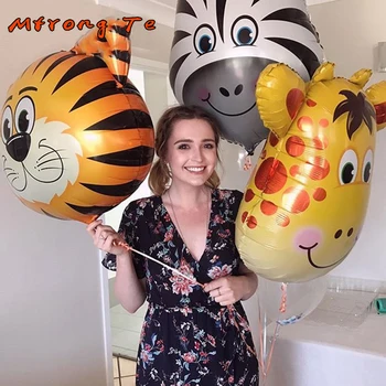 

1pcs Animal Tiger Lion Monkey Zebra Deer Giraffe Cow Air Helium Balloon Kids Gift Birthday Party Decor Animal Zoo Theme Supply