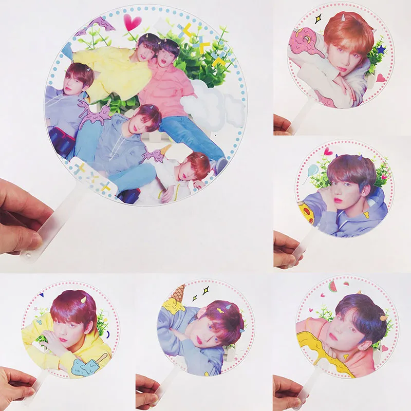 

Kpop TXT HD Photo Hand Fan Soobin Yeonjun Clear PVC Hand Fan Taehyun Hueningkai Summer Stationery Gift