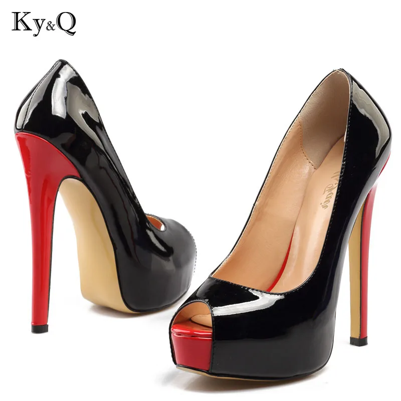 

Summer Sexy New Black Peep Toe platform Pump Women 2018 Fashion Shallow High Heel Shoes Female Party Red Sandals Plus Size 34-46