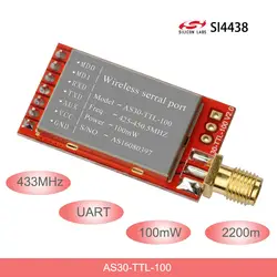 433 мГц SI4438 беспроводные модули 2200-meter Long Disctance Data Transmission Serial port Module, WOR