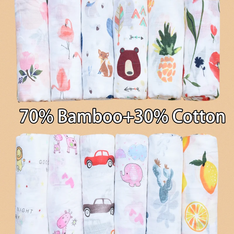 Harga Merah Muda Swan 70% Bambu + 30% Katun Bayi Muslin Swaddle Selimut Lembut Bernapas Bayi Warp Bayi Mandi Handuk Wrap Bayi membedung