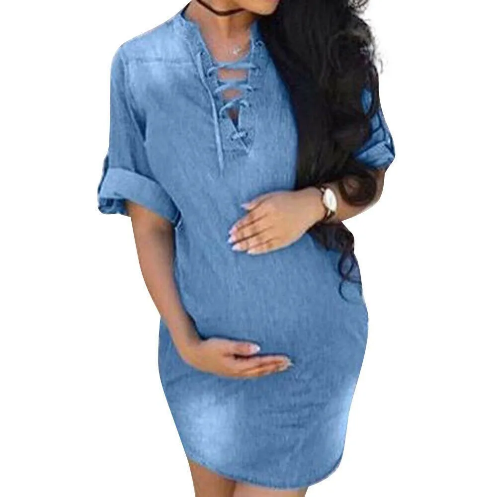 Одежда для беременных женщин; женское платье размера плюс; элегантное джинсовое платье для беременных; платья для беременных; vestido gravida