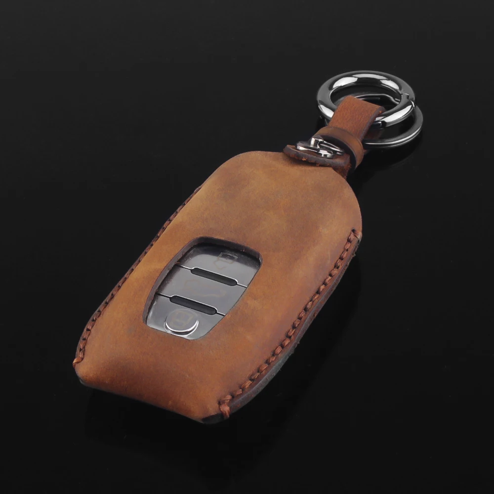 KEYYOU натуральная кожа ключа автомобиля чехол Обложка для Audi A1 A2 A3 A4 A5 A6 A7 TT Q3 Q5 Q7 R8 S6 S7 S8 B5 B6 автомобильный брелок для автомобиля Smart сумка для ключей
