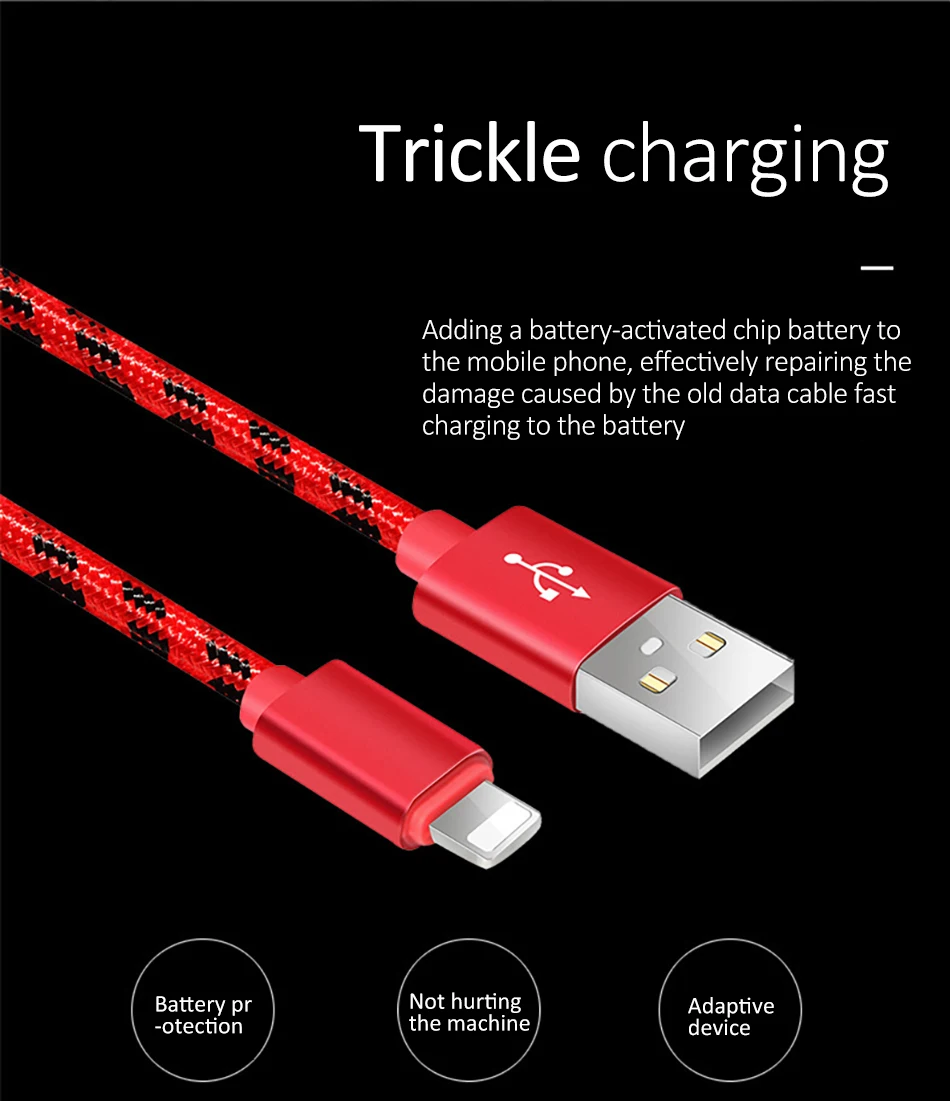 Nylon USB Charge Cable Fast Charging 8 Pin For iPhone X 8 7 6 6S 5 5s Se Plus For iPad Mini Lighting Charger Cables 1M 2M (2)