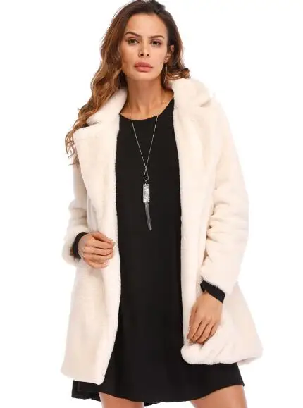 Женское пальто из искусственного меха, однотонный свободный мягкий кроличий мех, пальто,, повседневное пальто для женщин, полная искусственная Меховая куртка, верхняя одежда для женщин Z0358 - Цвет: beige