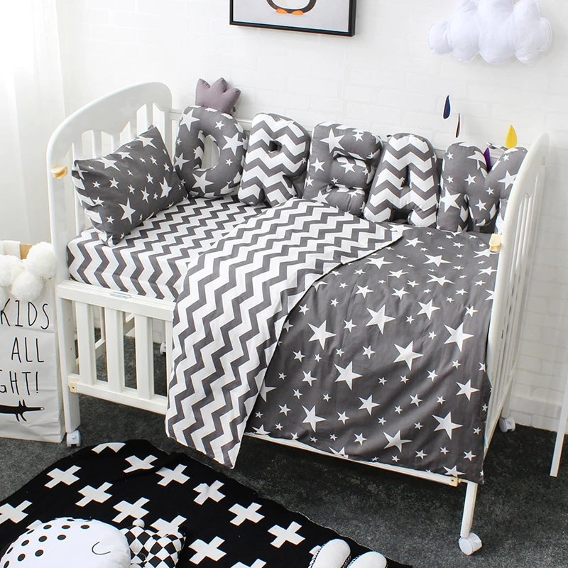 Baby Bedding Set Custom Letter Bumper Baby Cushion Pillow Baby Room Decoration Pure Cotton Children Crib Kit Bed Set For Kids Bedding Sets Aliexpress