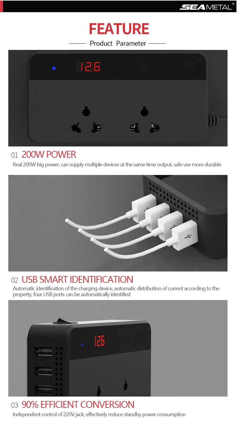 3 Car Inverter 200W(DC24V) 120W(DC12V) To 220V 110V Power With USB Socket Charger Auto Cigarette Lighter Automobiles Car-styling