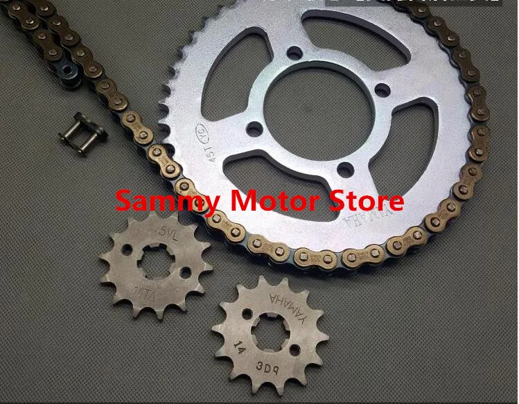 Роликовая цепь YBR125 YJM125 для мотоцикла с 38T/41T/43T/45T/47T 14T Передние Задние звездочки |