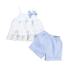 Детская летняя одежда для маленьких девочек топы жилет без рукавов шорты брюки комплект одежды из 2 предметов, повседневный пляжный костюм