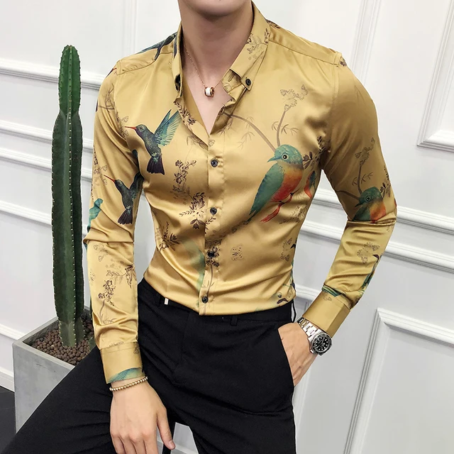 Autumn New Men Dress Shirt Slim Fit Long Sleeved Fashion Animal Autumn New Men Dress Shirt Slim Fit Long Sleeved Fashion Animal Print Social Business Casual Temperament British Style Man