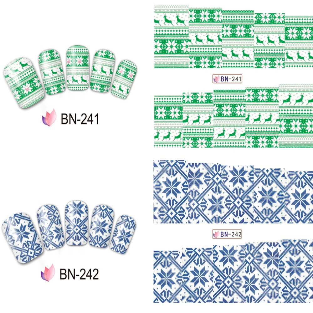 12 видов конструкций рождественские украшения для ногтей, наклейки для рукоделия, переводные наклейки для рукоделия, печать на воде, вязание, маникюр, TRBN241-252