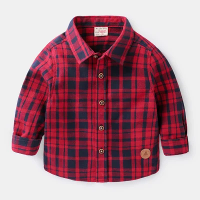 Весенне-осенние клетчатые рубашки с длинными рукавами для мальчиков, весеннее платье, детские рубашки, Детские Блузы для мальчиков 1-3 лет - Цвет: RED 1