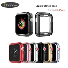 Housse pour Apple montre case 42mm 38mm iWatch band coloré placage écran étui de protection pour Apple Watch 3 2 1 accessoires de montre(China)