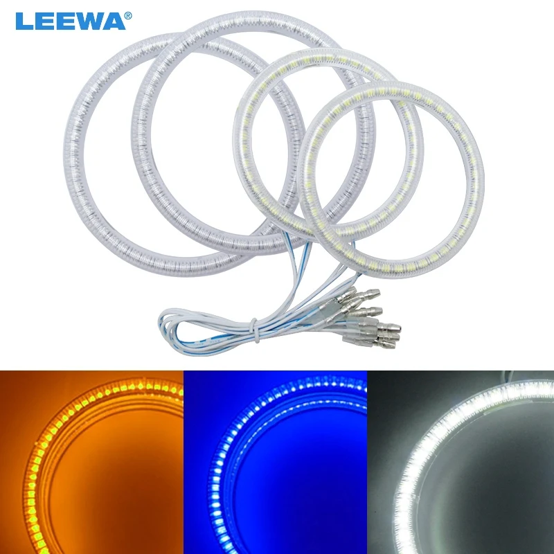 LEEWA 2*80mm 2*100mm Car LED Halo Rings Angel Eyes DRL Head Lamp For VOLKSWAGEN Magotan White/Blue/Yellow #CA5267 | Автомобили и