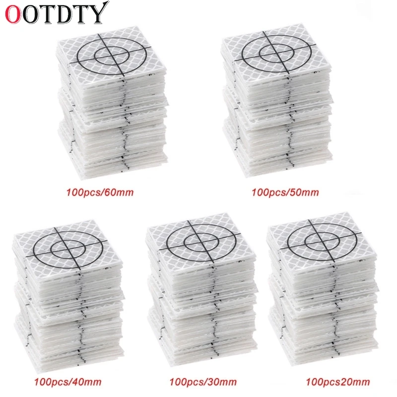 

OOTDTY 100 Pcs Reflector Sheet Reflective Tape Target Total Station 20/30/40/50/60mm