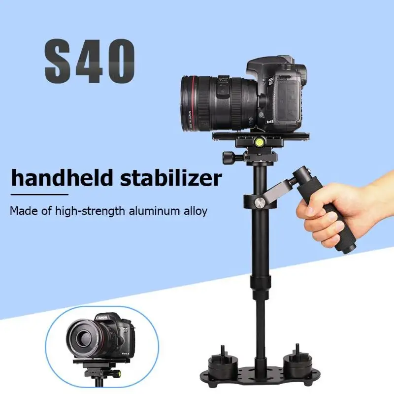 Baratos Soporte estabilizador de vídeo de aleación de aluminio portátil S40 para teléfono DSLR DV AEE DSLR soporte de cámara de vídeo Dropshipping