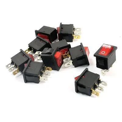 

High quality  10Pcs Electric SPST ON-OFF 2Position Red Lamp Boat Rocker Switch AC 125V/10A