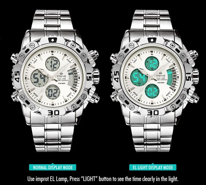 Брендовые Hombre Relojes STRYVE для мужчин часы Военная Униформа непромокаемые светодиодные цифровые спортивные мужские часы мужские наручные relogio masculino